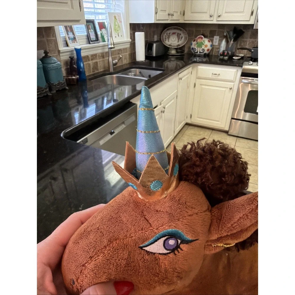 Afro Unicorn Princess Crown Horse Brown Plush‎ Stuffed Animal 14